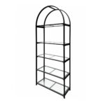 Grand Royale Bars 84" Arched Metal Back Bar, Black, 4-Shelf Glass Display