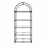 Grand Royale Bars 84" Arched Metal Back Bar, Black, 4-Shelf Glass Display - Image 2