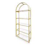 Grand Royale Bars 84" Arched Metal Back Bar, Gold, 4-Shelf Glass Display