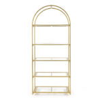Grand Royale Bars 84" Arched Metal Back Bar, Gold, 4-Shelf Glass Display - Image 2