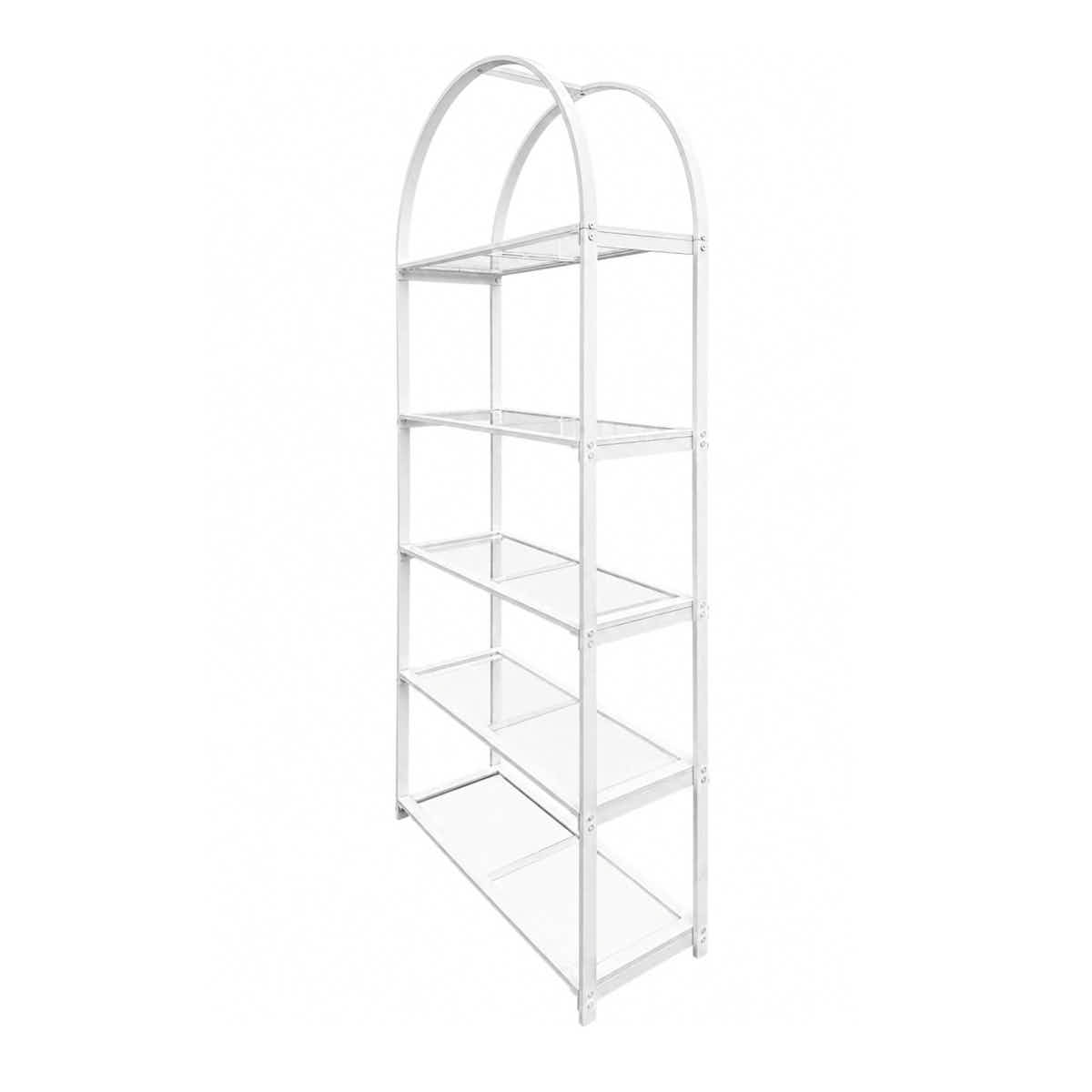 bar-back-mawhi-ax_001.jpg Grand Royale Bars 84" Arched Metal Back Bar, White, 4-Shelf Glass Display - Image 1