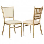 Lusso Luxury Chairs Bellissimo Aluminum Chiavari Chair, Champagne Gold with White Cushion