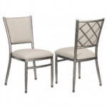 Lusso Luxury Chairs Diamante Aluminum Diamond-Back Chair, Metallic Silver with Silicone Cushion