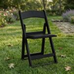 Chair Mates Black Grass & Sand Folding Chair with Vinyl Cushion