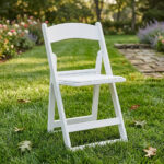 Chair Mates White Grass & Sand Folding Chair with Vinyl Cushion