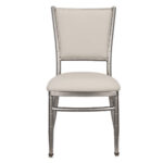 Lusso Luxury Chairs Diamante Aluminum Diamond-Back Chair, Metallic Silver with Silicone Cushion - Image 3