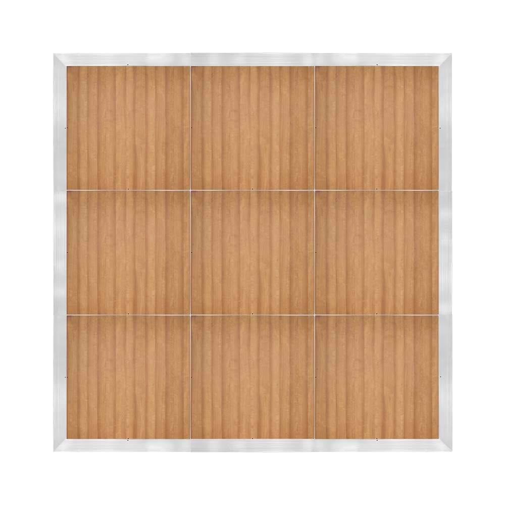 df-12x12-chts-kt.jpg Marquee Dance Floors 12' x 12' Portable Dance Floor, Chestnut with Silver Frame - Image 1