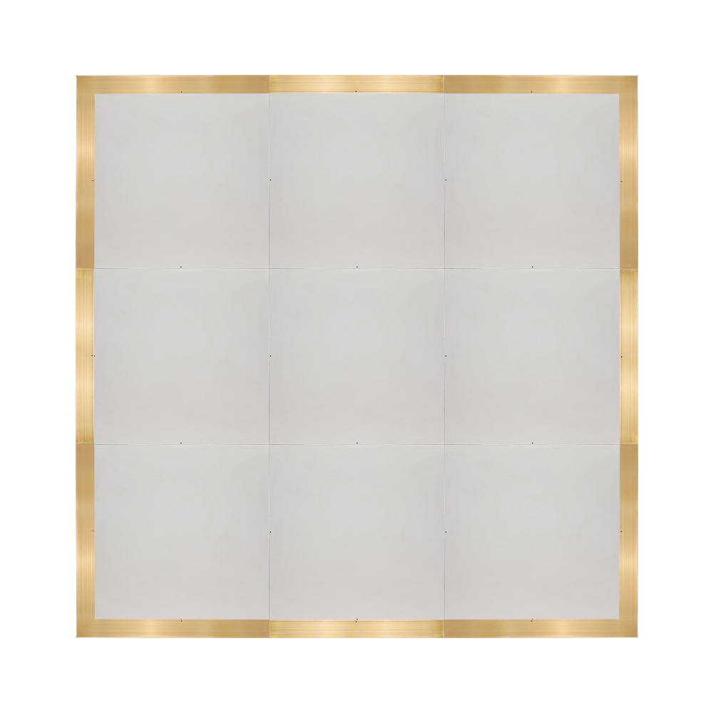 df-12x12-whtcg-kt.jpg Marquee Dance Floors 12' x 12' Portable Dance Floor, White with Classic Gold Frame - Image 1