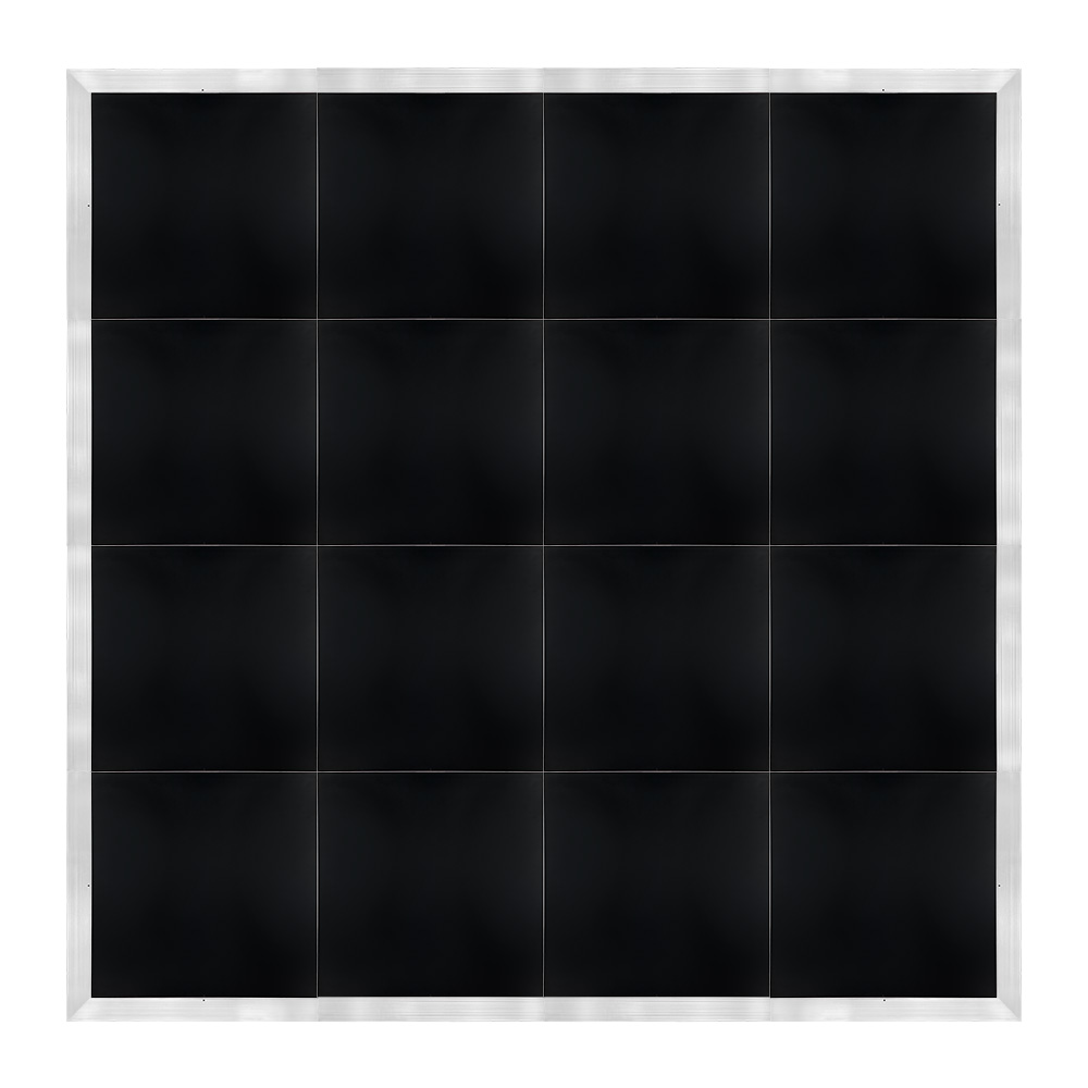 df-16x16-blks-kt.jpg Marquee Dance Floors 16' x 16' Portable Dance Floor, Black with Silver Frame - Image 1