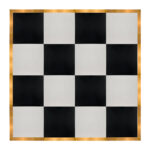 Marquee Dance Floors 16' x 16' Portable Dance Floor, Black and White with Gold Frame