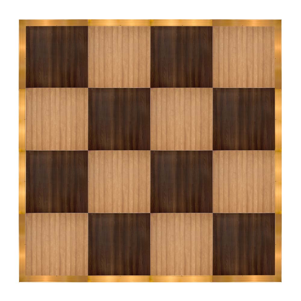 df-16x16-chtfrtg-kt.jpg Marquee Dance Floors 16' x 16' Portable Dance Floor, Chestnut and Fruitwood with Gold Frame - Image 1