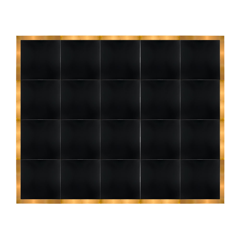 df-16x20-blkg-kt.jpg Marquee Dance Floors 16' x 20' Portable Dance Floor, Black with Gold Frame - Image 1