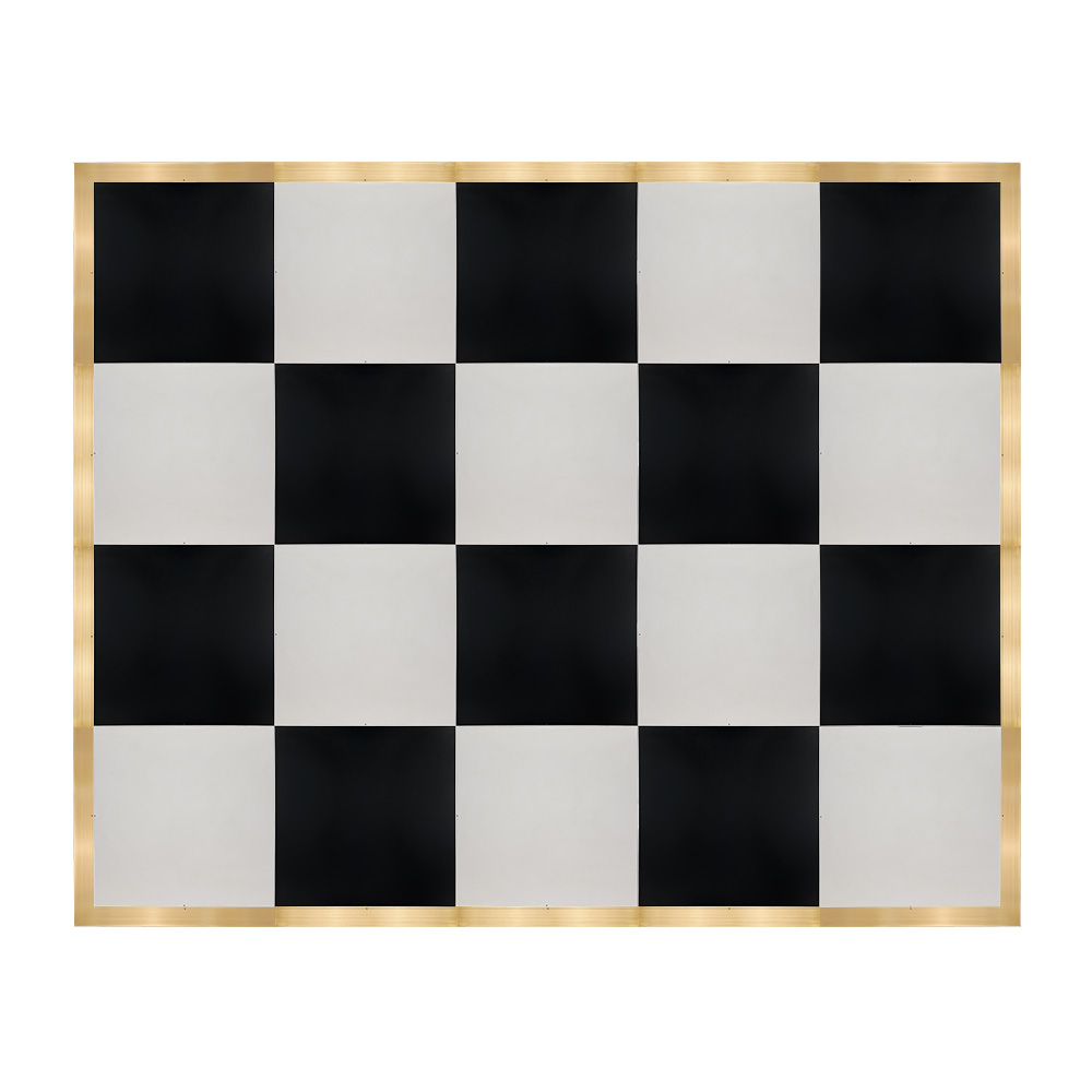 df-16x20-blkwhtcg-kt.jpg Marquee Dance Floors 16' x 20' Portable Dance Floor, Black and White with Classic Gold Frame - Image 1
