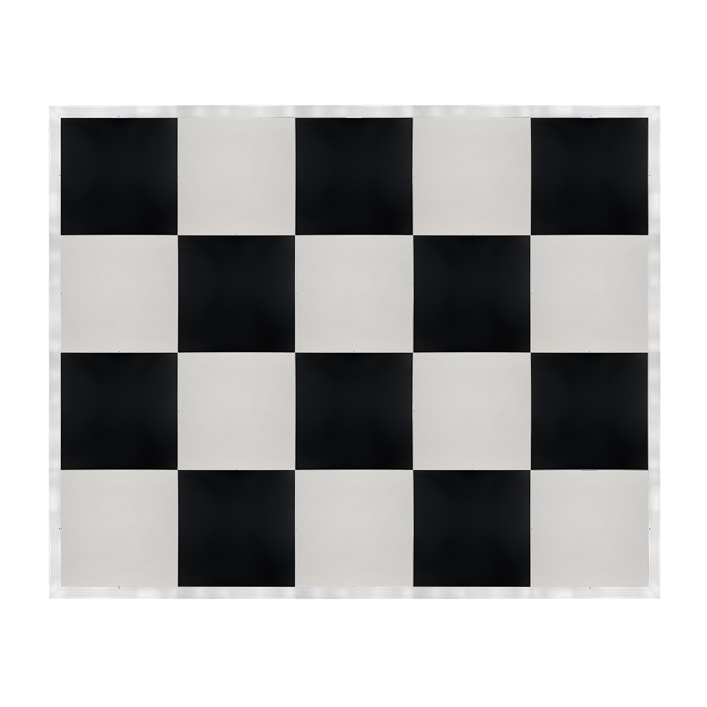df-16x20-blkwhts-kt.jpg Marquee Dance Floors 16' x 20' Portable Dance Floor, Black and White with Silver Frame - Image 1