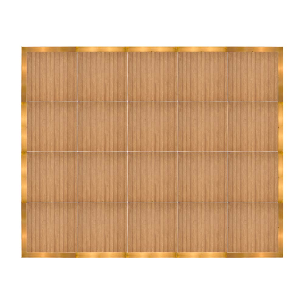 df-16x20-chtg-kt.jpg Marquee Dance Floors 16' x 20' Portable Dance Floor, Chestnut with Gold Frame - Image 1