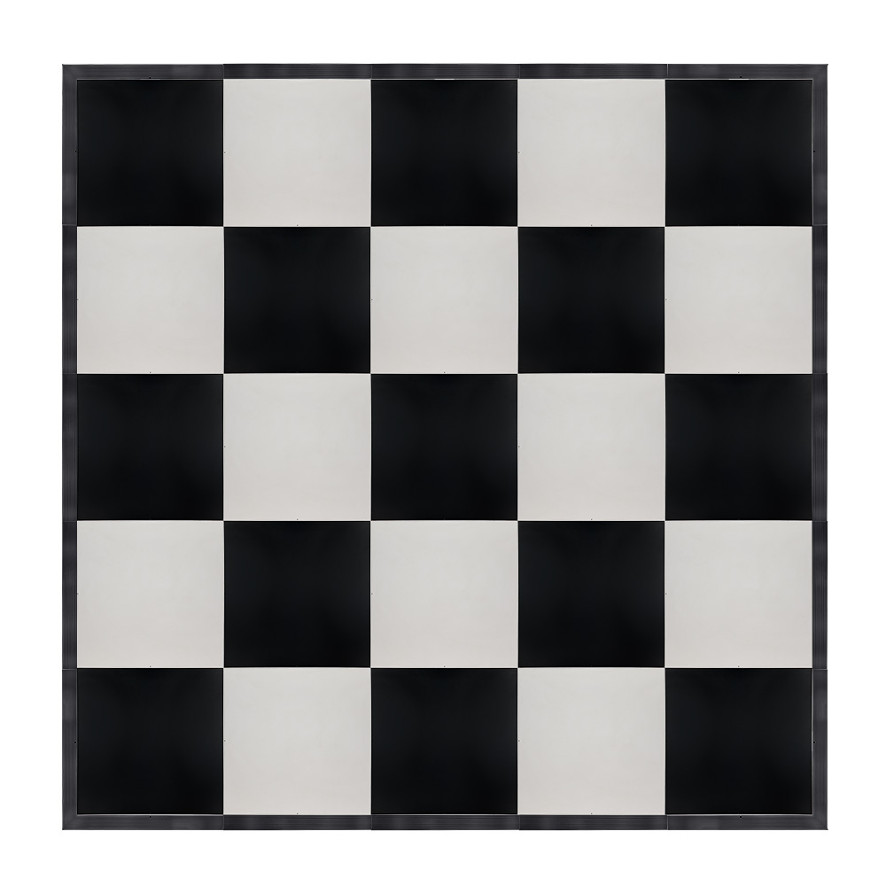 df-20x20-blkwhtcg-kt.jpg Marquee Dance Floors 20' x 20' Portable Dance Floor, Black and White with Classic Gold Frame - Image 1