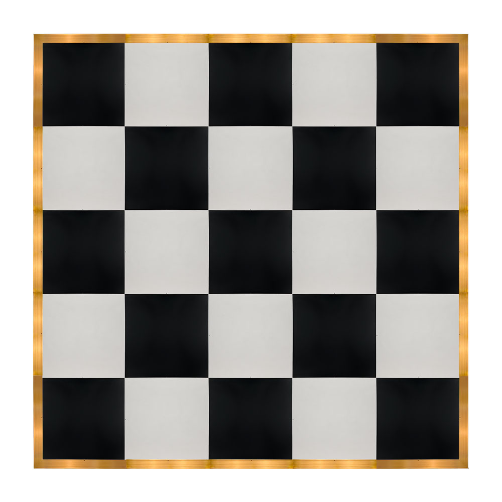 df-20x20-blkwhtg-kt.jpg Marquee Dance Floors 20' x 20' Portable Dance Floor, Black and White with Gold Frame - Image 1