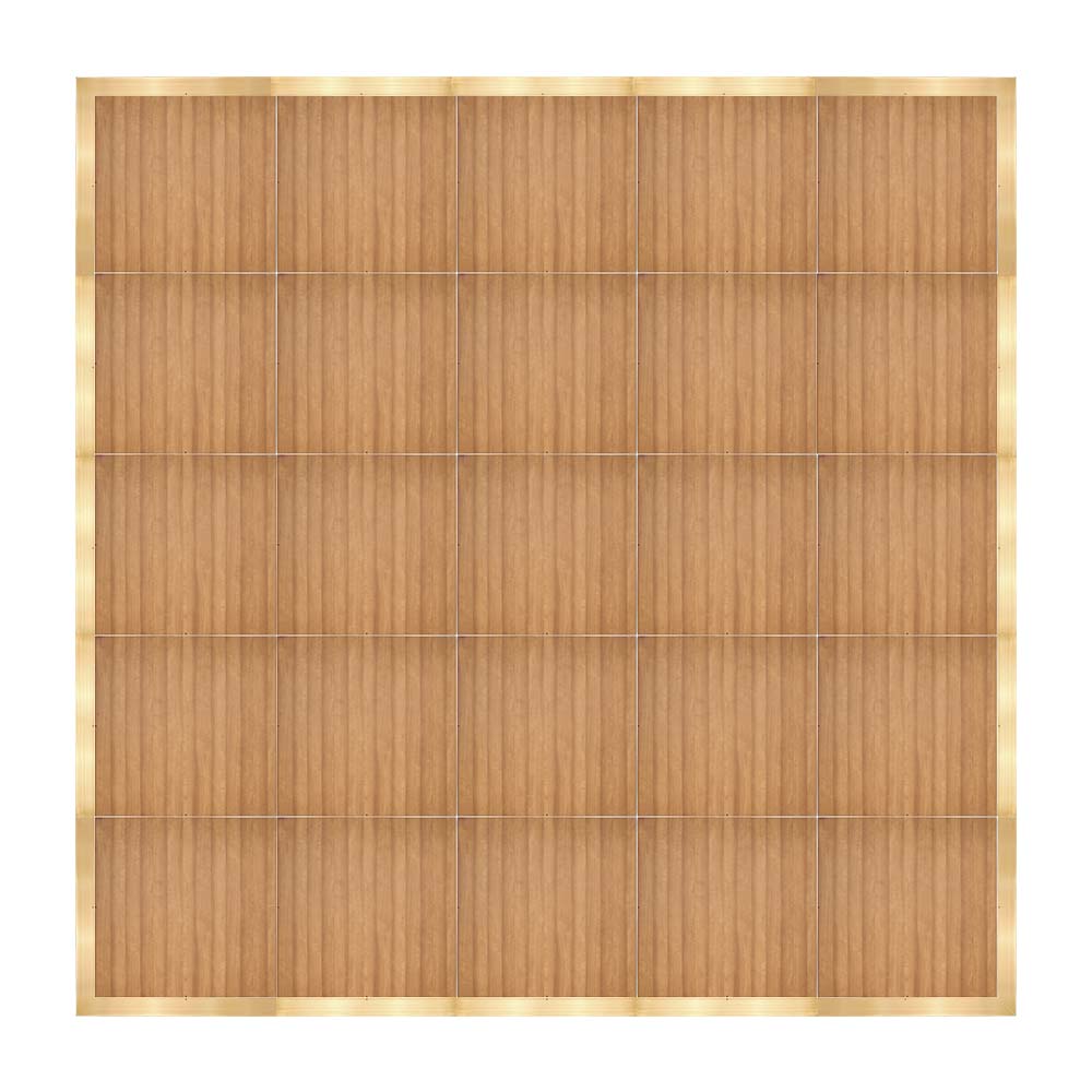 df-20x20-chtcg-kt.jpg Marquee Dance Floors 20' x 20' Portable Dance Floor, Chestnut with Classic Gold Frame - Image 1