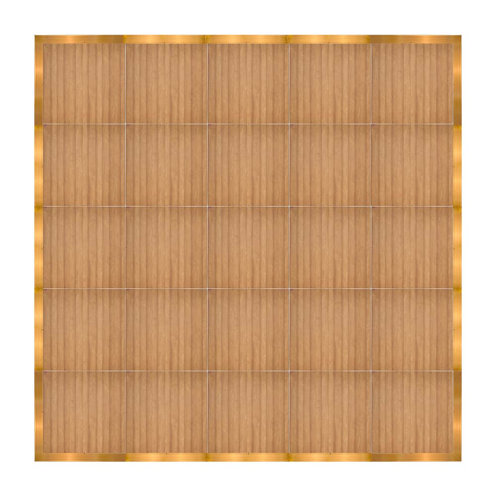 df-20x20-chtg-kt.jpg Marquee Dance Floors 20' x 20' Portable Dance Floor, Chestnut with Gold Frame - Image 1