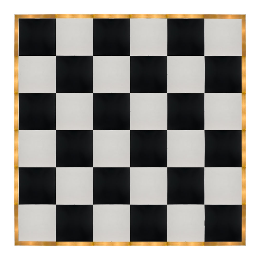 df-24x24-blkwhtg-kt.jpg Marquee Dance Floors 24' x 24' Portable Dance Floor, Black and White with Gold Frame - Image 1
