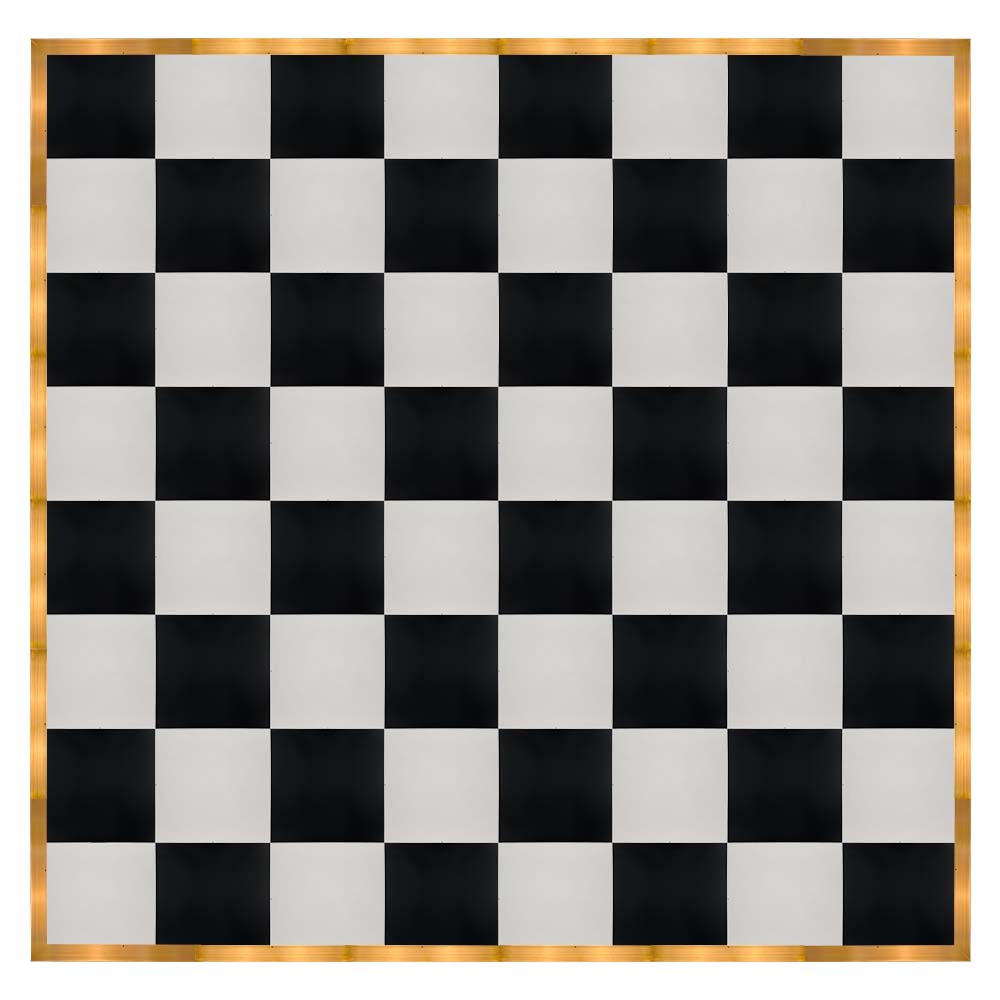 df-32x32-blkwhtg-kt.jpg Marquee Dance Floors 32' x 32' Portable Dance Floor, Black and White with Gold Frame - Image 1